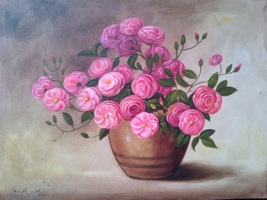 lukisan bunga mawar